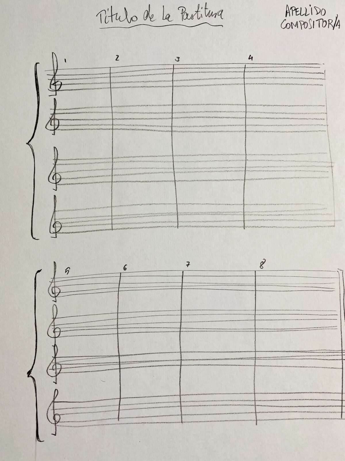 partitura sistema ejemplo manuscrito