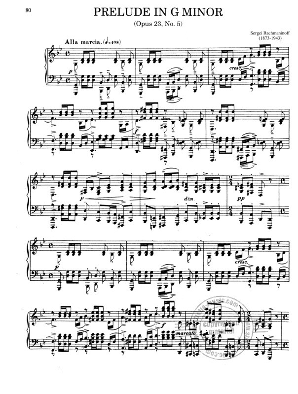 Rachmaninoff Preludio sol menor partitura impresa
