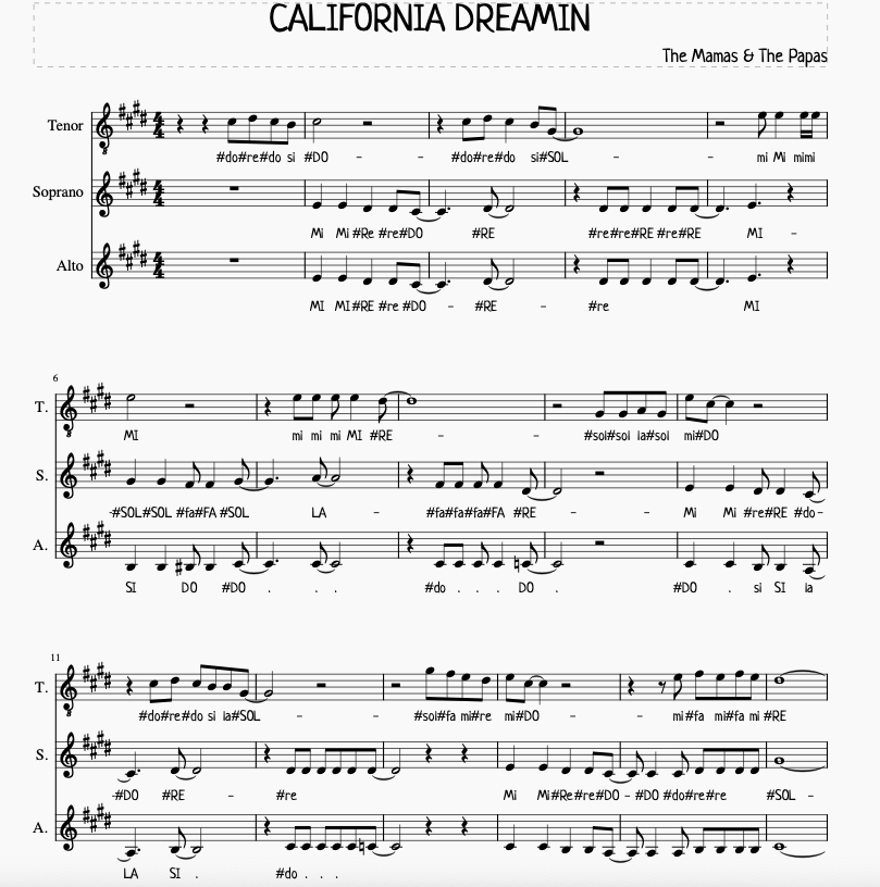 California Dream partitura frag